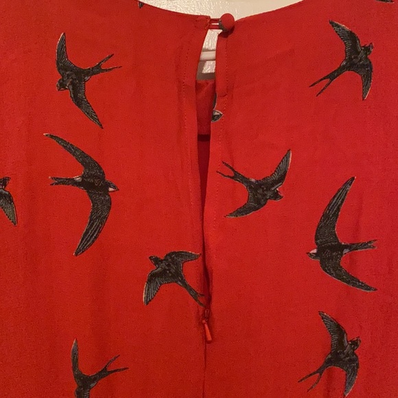 ASOS Red Bird Print Wrap Dress - Picture 4 of 10